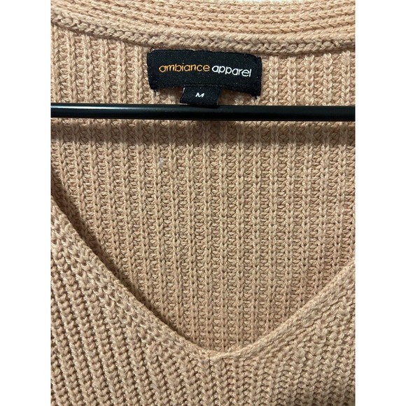 Distressed Ambiance Apparel Mauve Crocheted Long Sleeve Sweater Size M NWOT - Picture 8 of 8